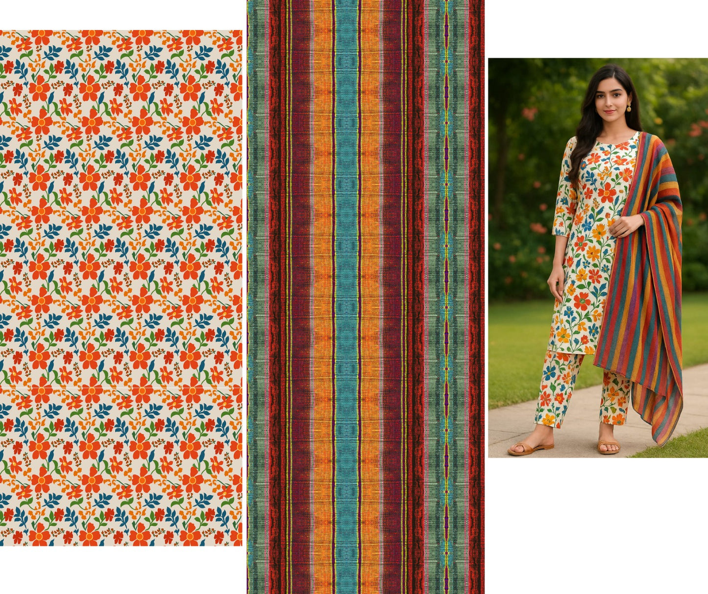 Off-White Salwar Kameez Adorned 3-Piece Unstitched. Code # SB-3P-004