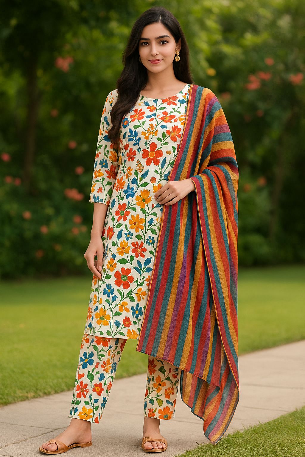 Off-White Salwar Kameez Adorned 3-Piece Unstitched.                                   Code # SB-3P-004