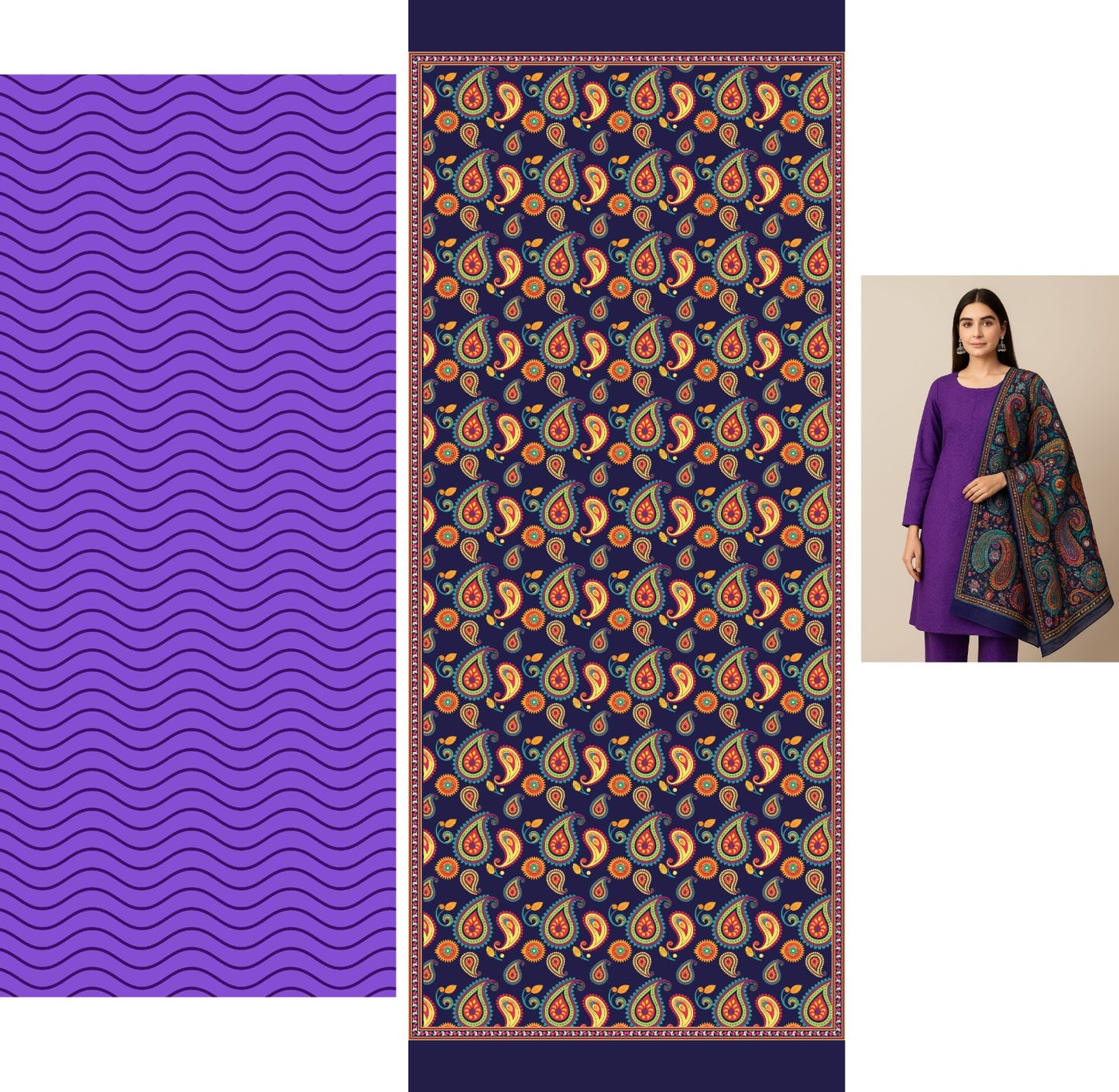 Our Beautiful Design-Purple 3-Piece  Unstitched